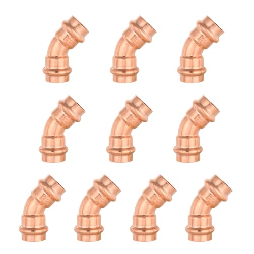 EFIELD Pack of 10 EFIELD 34 x 34 Copper Press Fit 45 Degree Elbow Fittings For Copper Tube Connection LBP DesignPRESS007 - Image 1