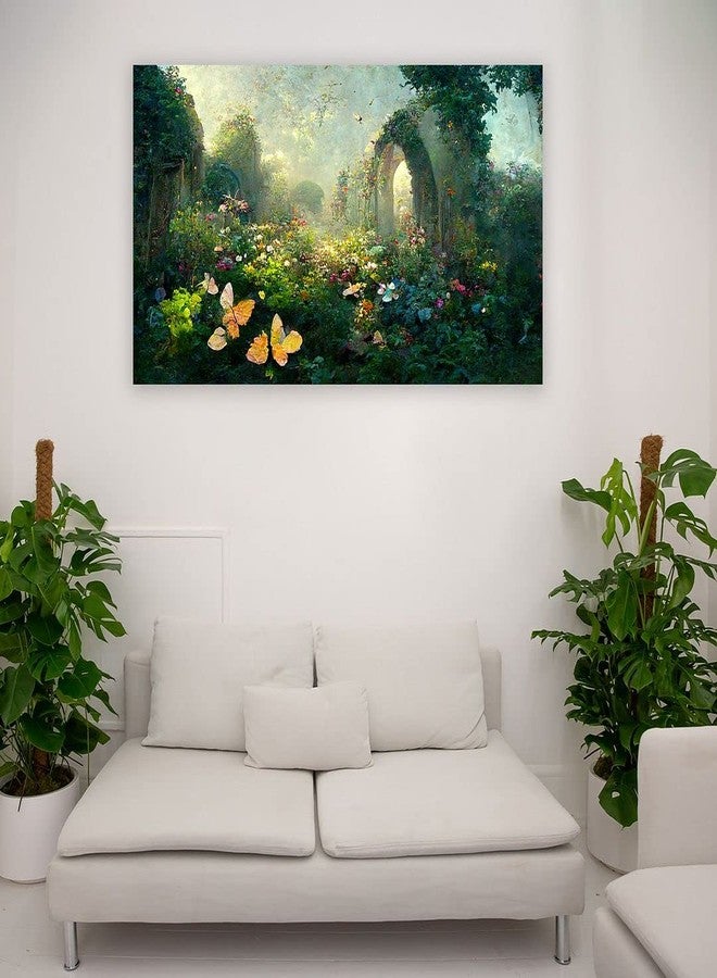 CVANU لوحة فنية جدارية من قماش غير مؤطر من CVANU بعنوان "حديقة الزهور الخضراء" (8 × 12 بوصة)_c10 - Image 4