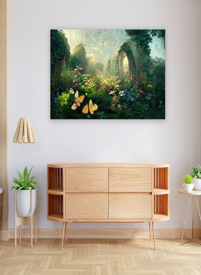 CVANU لوحة فنية جدارية من قماش غير مؤطر من CVANU بعنوان "حديقة الزهور الخضراء" (8 × 12 بوصة)_c10 - Image 1
