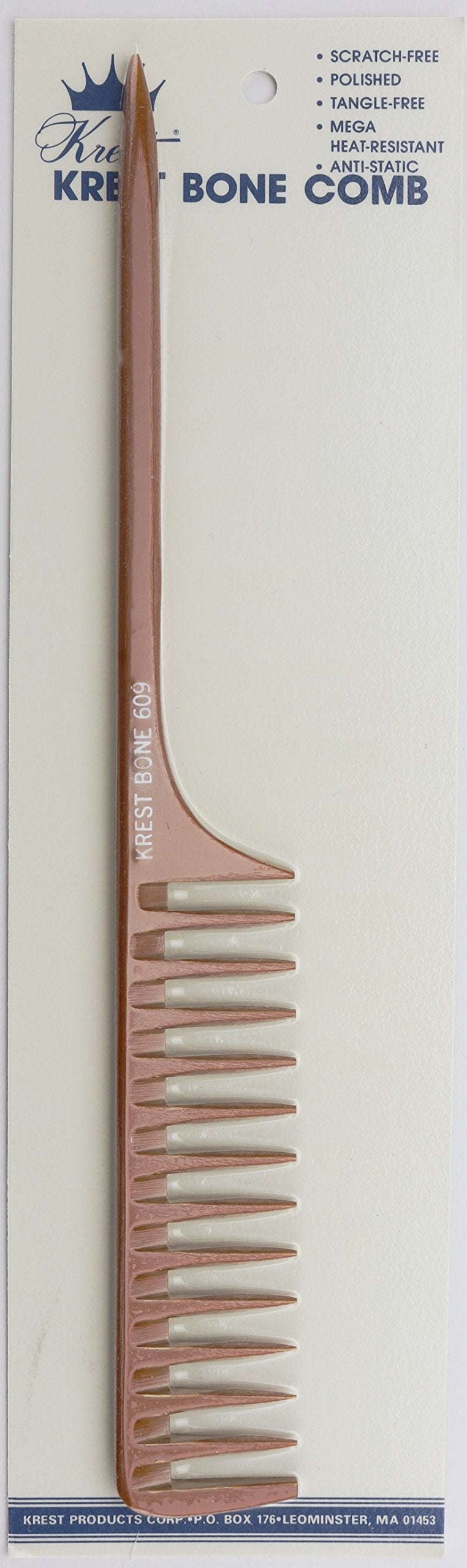 Krest Bone 10 Inch Space Teeth Rattail Comb. Professional comb. Heat Resistant Comb. Styling Combs. Detangle, Sectioning Comb.