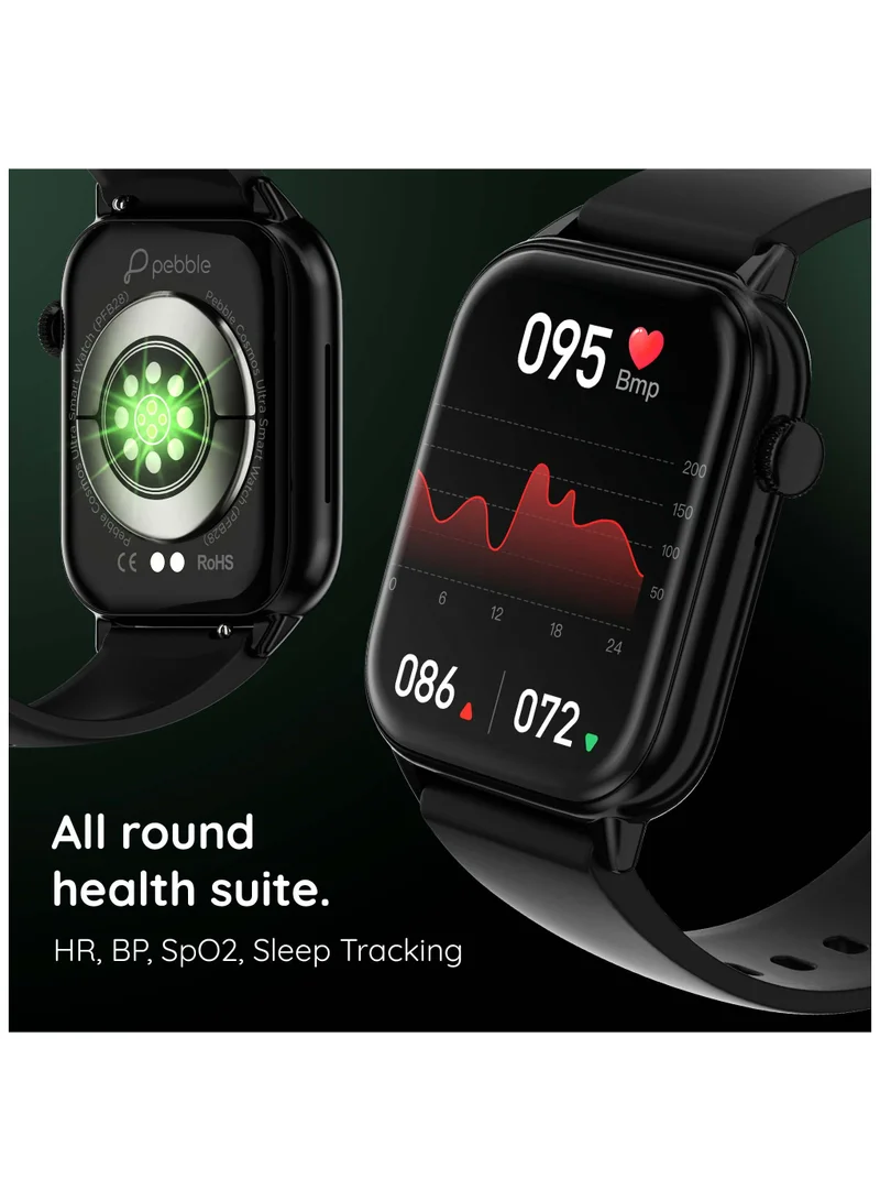 بيبل Pebble Orion Max 1.91" High Resolution Curved Display with Ultra-Thin Dial and Bluetooth Calling - Jet Black
