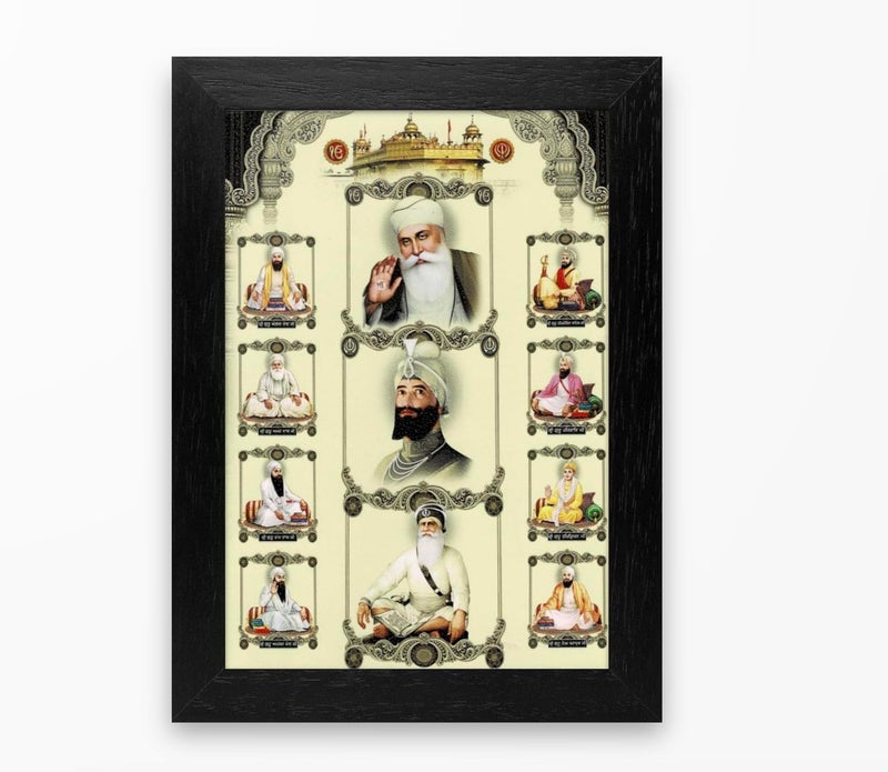 TEYRAH Golden Temple Harmandir Sahib And Ten Sikh Guru Photo Frame With Baba Deep Singh Ji18 X 23 CM Sikh Gift Wall Hanging Sikhism Painting Sikh Home Gift (Golden Temple & Ten Guru) - Image 5