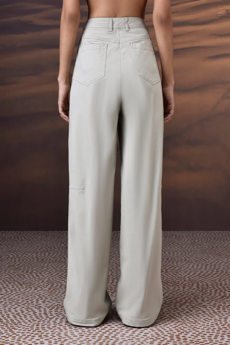 Genes Lecoanet Hemant Soft Fern Green Cotton Twill Wide-Leg Trousers