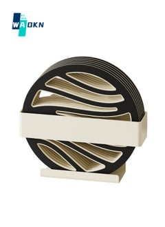 WAOKN 6-piece Set of PP+TPE Coasters, Hollow Design Wooden Table Drink Coasters, Black Anti-slip Tea Coasters Set, Double-layer Plastic Insulation Pads  - Image 1