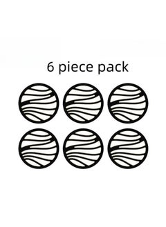 WAOKN 6-piece Set of PP+TPE Coasters, Hollow Design Wooden Table Drink Coasters, Black Anti-slip Tea Coasters Set, Double-layer Plastic Insulation Pads  - Image 2