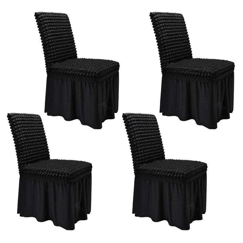 NICEEC High Stretch Chair Covers for Dining Chairs Covers Set of 4 Removable Dining Room Chair Covers with Skirt Spandex Parson Chair Slipcovers Protector for Kitchen Wedding Party Banquet(Black) - Image 1