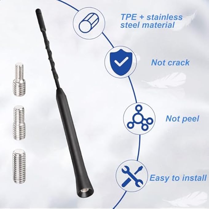 Unity Universal Vehicle Roof Mount Flexible Rubber Car Antenna Am Fm Antenna Car Roof Antenna Car 23Cm9Inch Car Radio Antenna With M4 M5 M6 Threaded Adapter Suitable For Most Models Etc - Image 4
