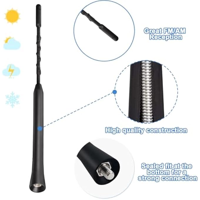 Unity Universal Vehicle Roof Mount Flexible Rubber Car Antenna Am Fm Antenna Car Roof Antenna Car 23Cm9Inch Car Radio Antenna With M4 M5 M6 Threaded Adapter Suitable For Most Models Etc - Image 3