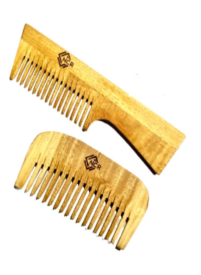 NCR 100% Kacchi Neem Wooden Comb, All Hair Type Single Teeth Fungal & Dendruff Protection Neem Wooden Comb - Image 1