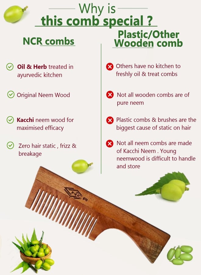 NCR 100% Kacchi Neem Wooden Comb, All Hair Type Single Teeth Fungal & Dendruff Protection Neem Wooden Comb - Image 4