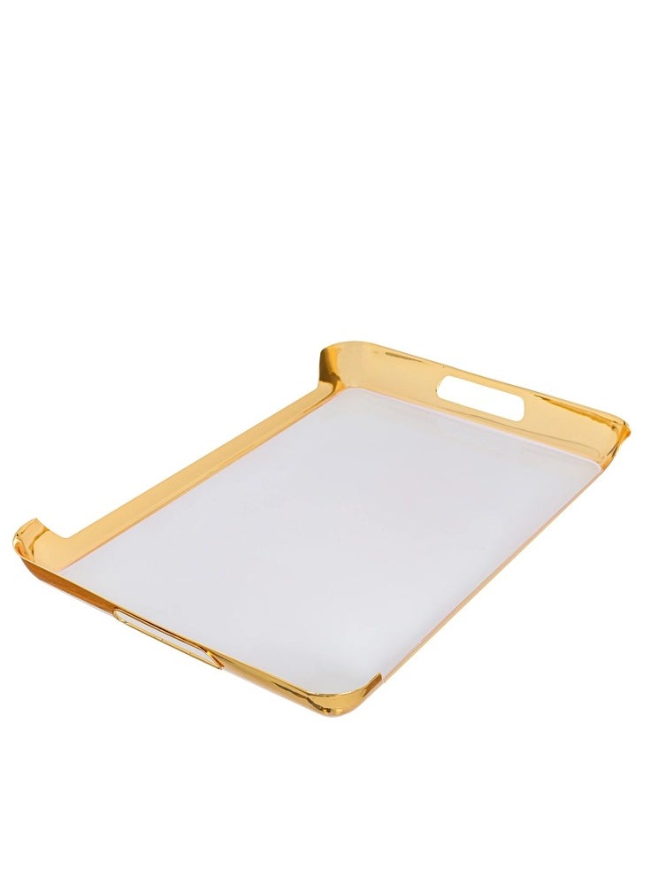 Alsaif Gallery - Al Saif Gallery steel tray set with gold edges, 3 pieces, rectangular - white - Image 1