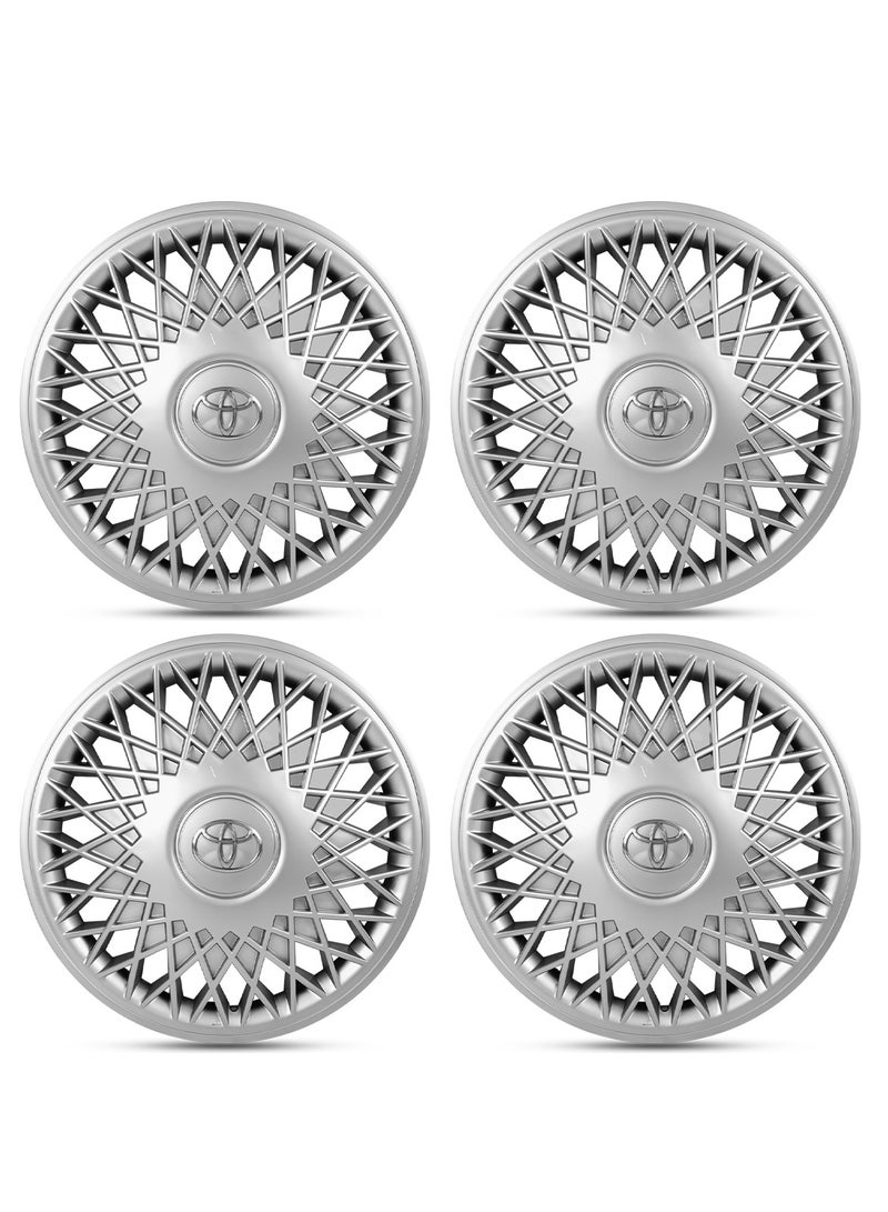 تويوتا أغطية عجلات فضية مقاس 14 بوصة لسيارات تويوتا - أغطية محاور عجلات تناسب جميع جنوط الصلب R14 - بلاستيك ABS مع حلقة تثبيت - طقم من 4 قطع 9402 - Image 2