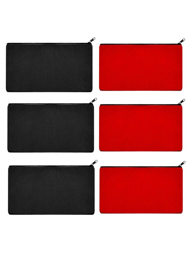 Lify DIY Craft Blank Bag Canvas Makeup Pencil Pouch with Zipper- Multipurpose Pen Pencil Case Cotton Canvas Cosmetic Bag Travel Cosmetic Bag, Stylish and Durable Pouch with Zipper -6 Piece Pack - Image 1