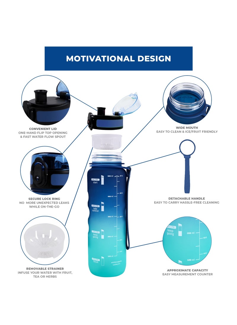 LA' PRECIOUS - 500ml Water Bottle for Adults and Kids - USA Tritan Material Non-Toxic BPA Free - Fast Flow - Flip Top Leak Proof Lid and One Click Open - Image 1