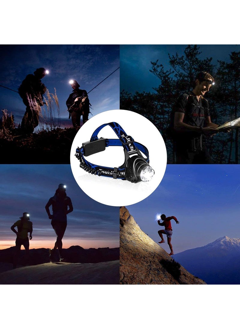 GOPAD GOPAD LED Head Lamp Flash Light Torch with Adjustable Rechargeable Battery for Camping Trekking Caving Hiking Reading Running Hands Free lamp Ultra Bright Headlamp Torch MulticolourPcs 1  - Image 5
