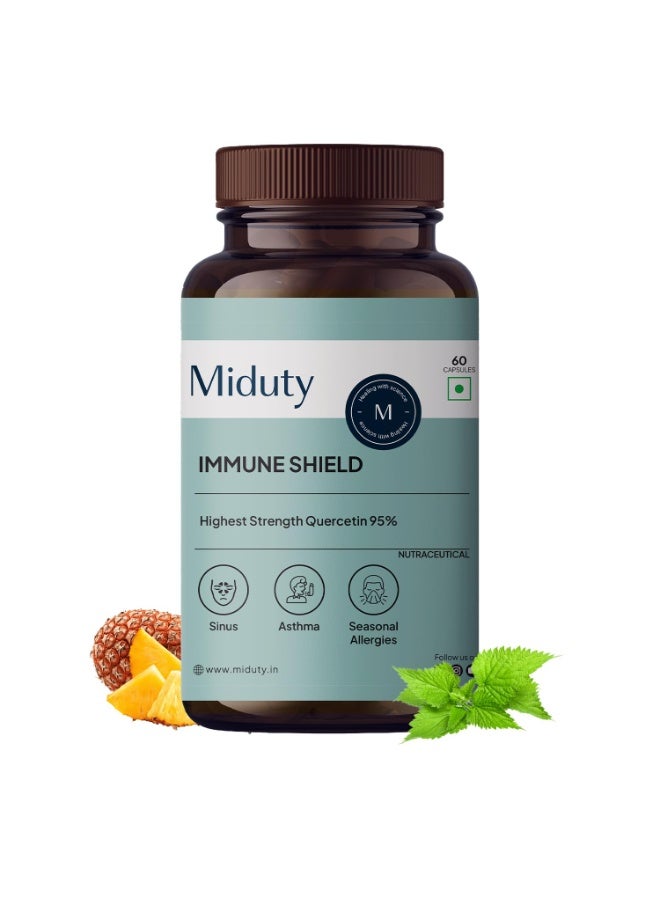 Miduty Immune Shield Quercetin 700 mg, Bromelain | Seasonal Allergies, Boost Immunity, Nasal Drip, Difficulty Breathing, Nasal Congestion | 60 Capsules - Image 1