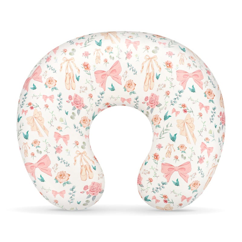 GFU Nursing Pillow Cover for Boys and Girls, Breastfeeding Pillow Case for Newborn, Soft Baby Breastfeeding Pillow Slipcover Colourful Bow & Flowers, Stretchy Feeding Cover (Cover Only) - Image 1