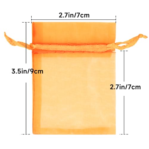 joycraft 50Pcs Orange Organza Bags 27x35 Inch Drawstring Halloween Pouch with Mesh Small Organza Gift Pouch for Thanksgiving Wedding Favors Jewelry Display Candy Bags - Image 5