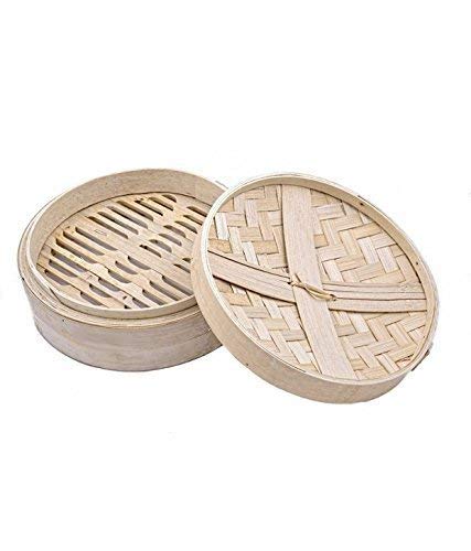 Shoppers Hub PNQ Bamboo Wood Based Round Steamer Basket with Lid - Cream, 8 Inch Diameter, Great for Steaming Dim Sum, Buns, Dumplings, Vegetables, Fruits  - Image 2