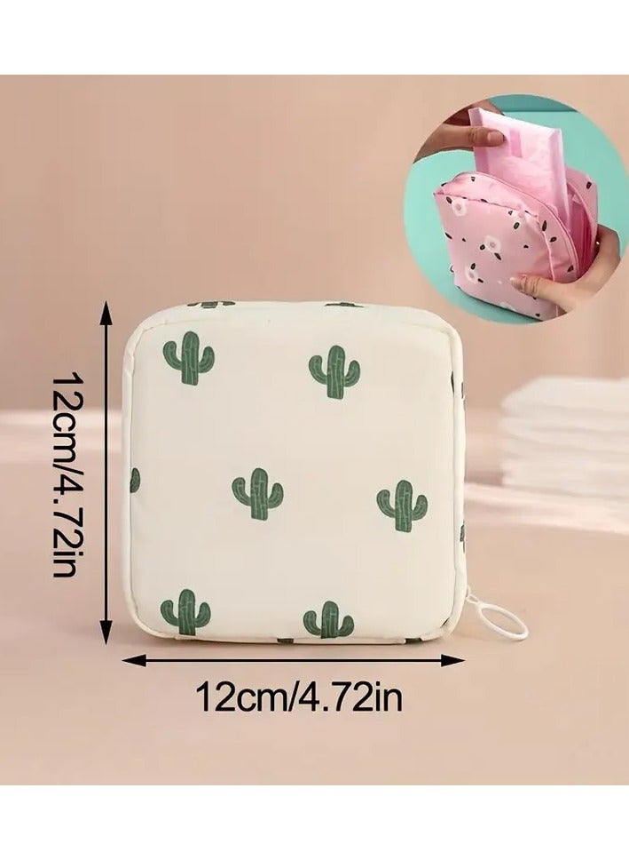 Portable Waterproof Travel Storage Bag - Multi-Purpose Organizer for Sanitary Pads, Lipstick, Mini Cosmetic Bag, and Toiletries, 1pc Small Elegant Pouch for Women and Girls,withe - Image 2