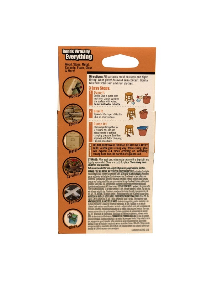 Gorilla Glue Original Waterproof Polyurethane Wood Glue Multi-Purpose Strong Adhesive Super Glue Strength - 2 Ounces Bottle Brown Multicolour 50003 500028 - Image 2