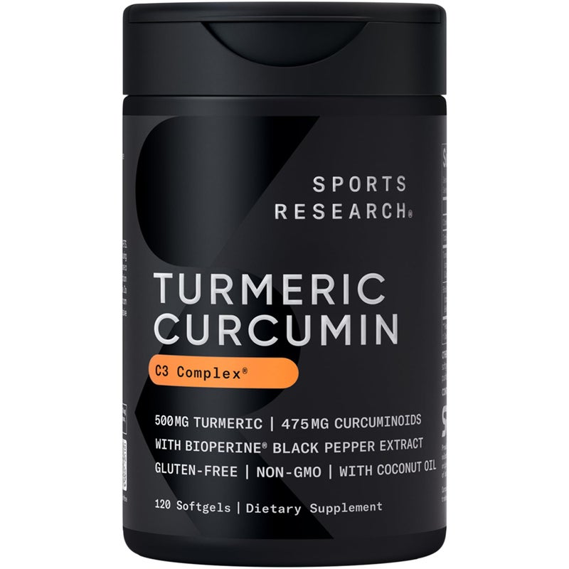 Sports Research Turmeric Curcumin C3 Complex Softgels with Bioperine Black Pepper Extract Organic Coconut Oil Standardized 95 Curcuminoids NonGMO Verified Gluten Free 500mg 120 Count - Image 3