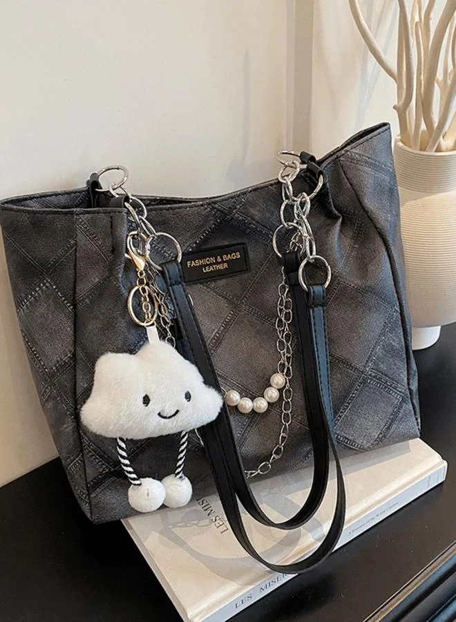 تايك تو Black Denim Quilted Shoulder Bag