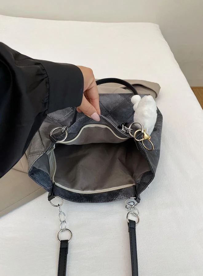 تايك تو Black Denim Quilted Shoulder Bag