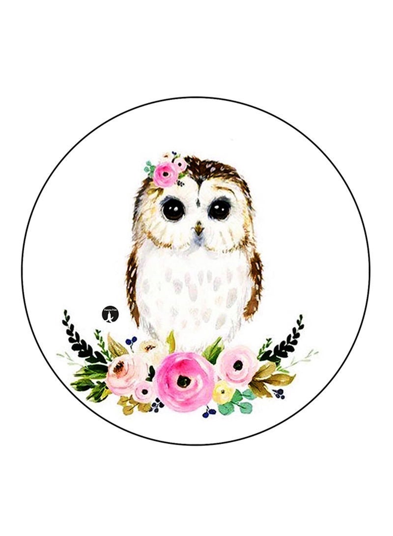 RKN An Owl Printed Mouse Pad  Round  Multicolour