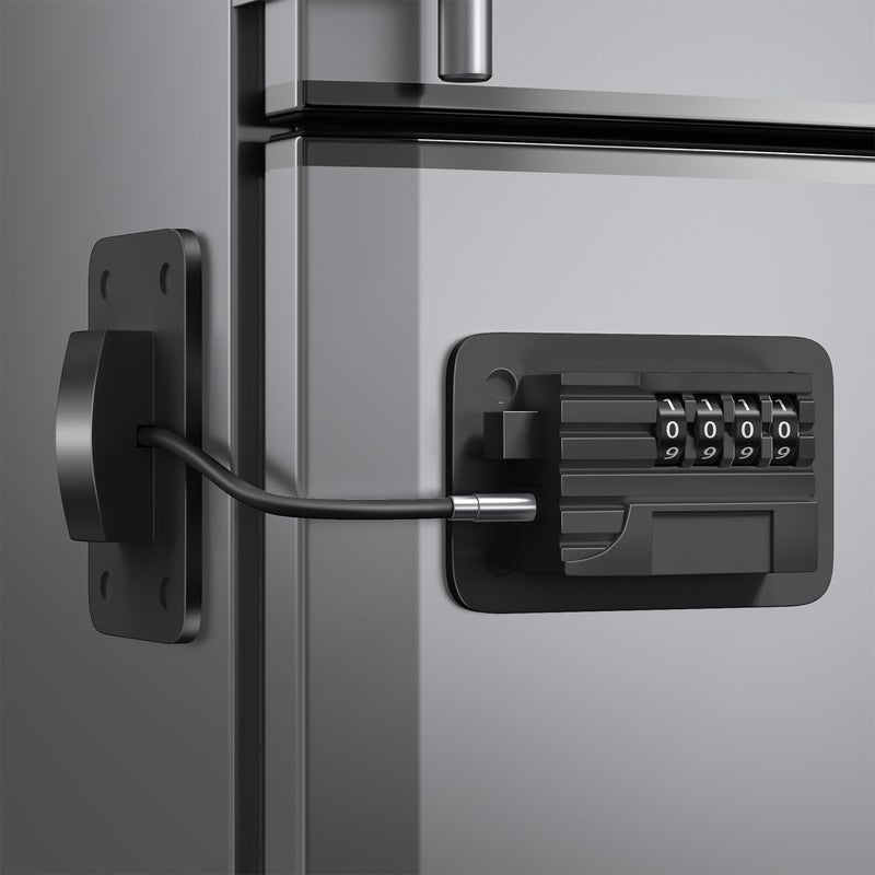 Ougourim Upgraded Combination Fridge Lock for Child Safety, Keyless Refrigerator & Freezer Lock with Code for Kids, Black - Image 1