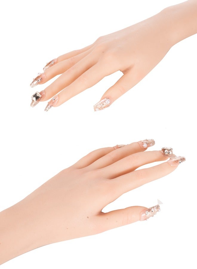 Handmade Fake Nail,Golden Manicure Sets,Nail Kit,Stick On Nails French Tip - Image 3