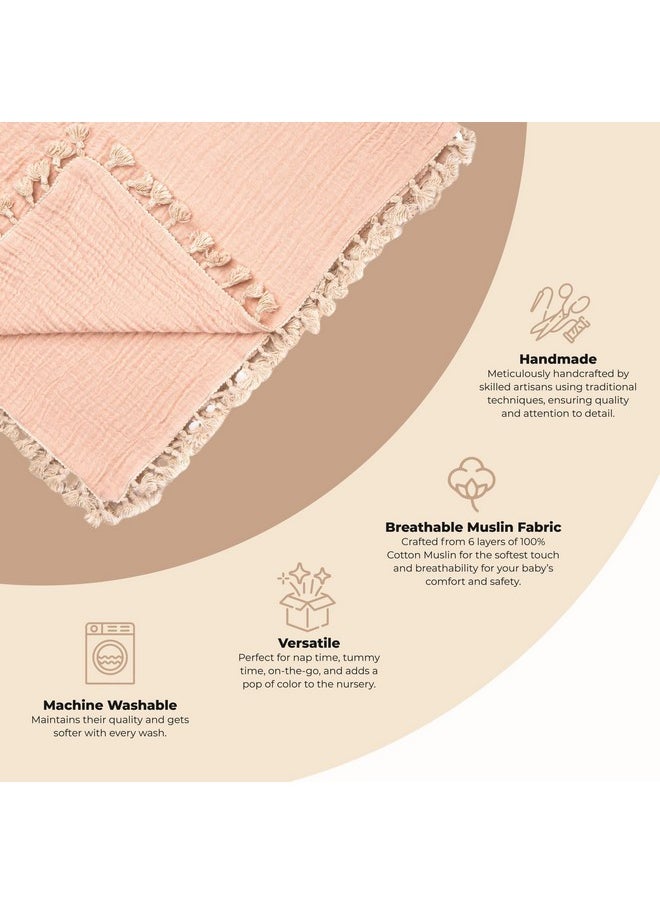 Crane BABY Crane Baby Muslin Swaddle Blanket, Soft Cotton Lightweight Nursery and Stroller Blanket for Baby Boys & Girls, Desert Rose, 30" x 40"  - Image 3