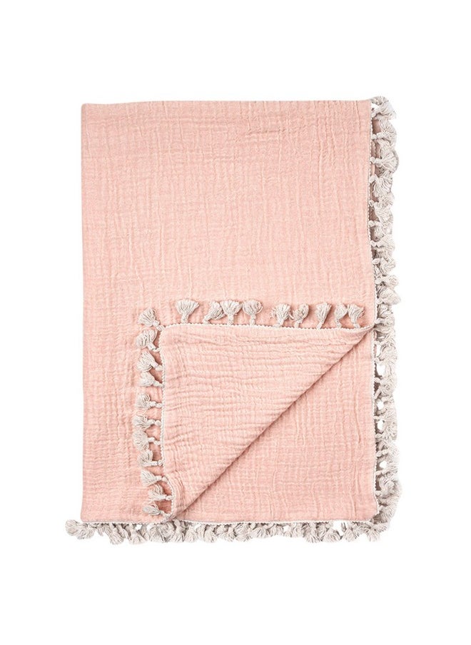 Crane BABY Crane Baby Muslin Swaddle Blanket, Soft Cotton Lightweight Nursery and Stroller Blanket for Baby Boys & Girls, Desert Rose, 30" x 40"  - Image 1