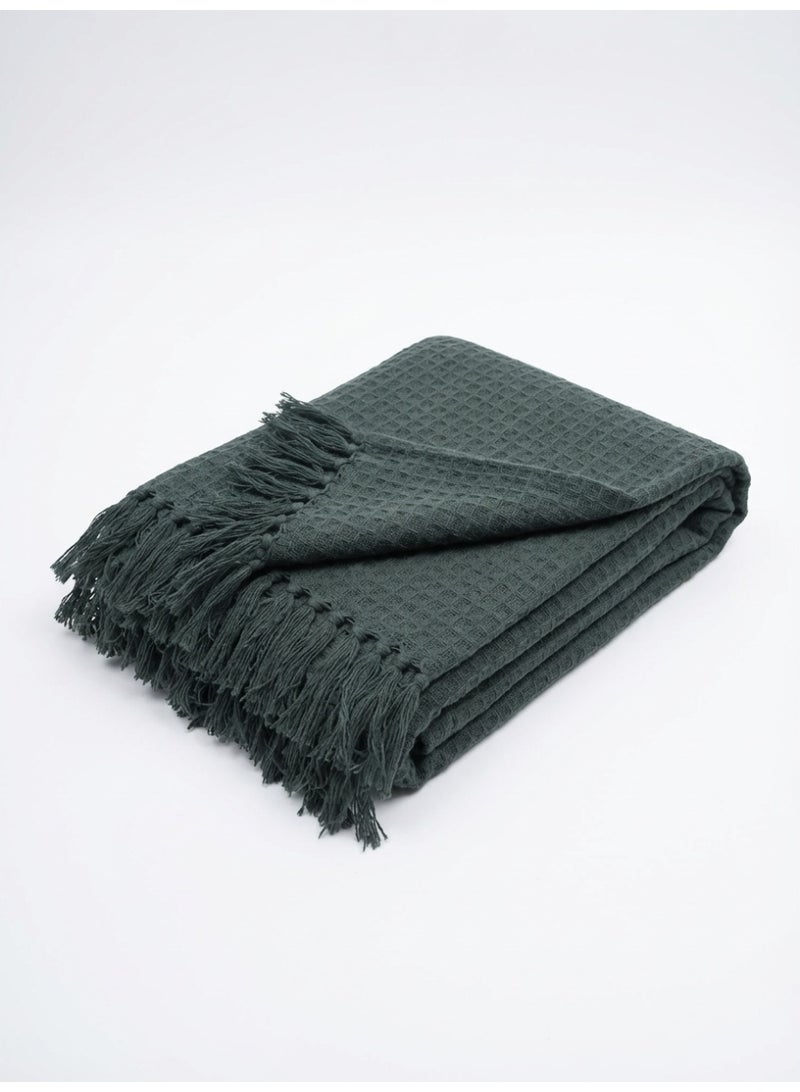 Ambrosia بطانية قطنية وافي رمادي فحمي – 130 × 160 سم – 400 غرام لكل متر مربع - Image 1
