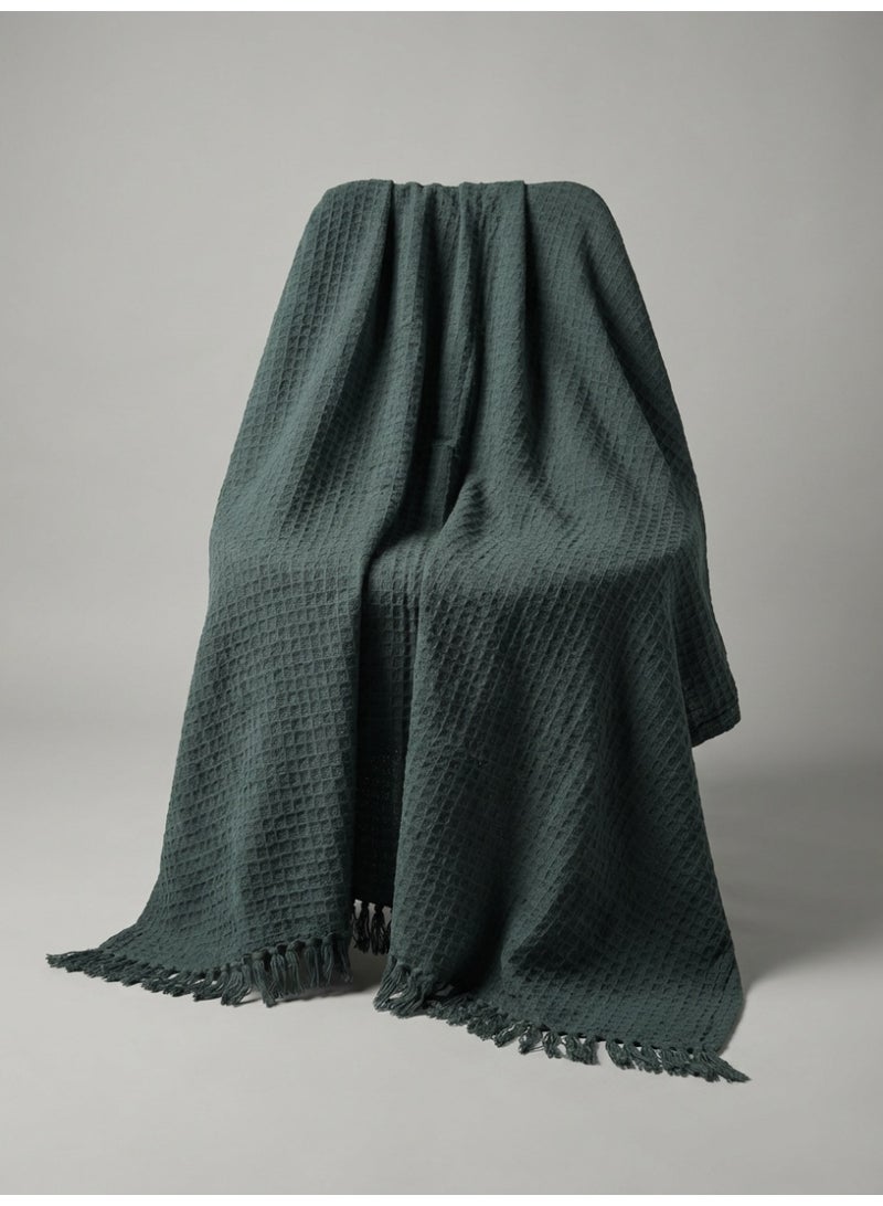 Ambrosia بطانية قطنية وافي رمادي فحمي – 130 × 160 سم – 400 غرام لكل متر مربع - Image 2