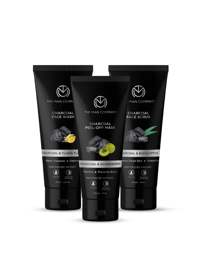 The Man Company The Man Company Face Cleanser Kit (Charcoal Peel Off+ Charcoal face wash + Charcoal Scrub) - Pack of 3