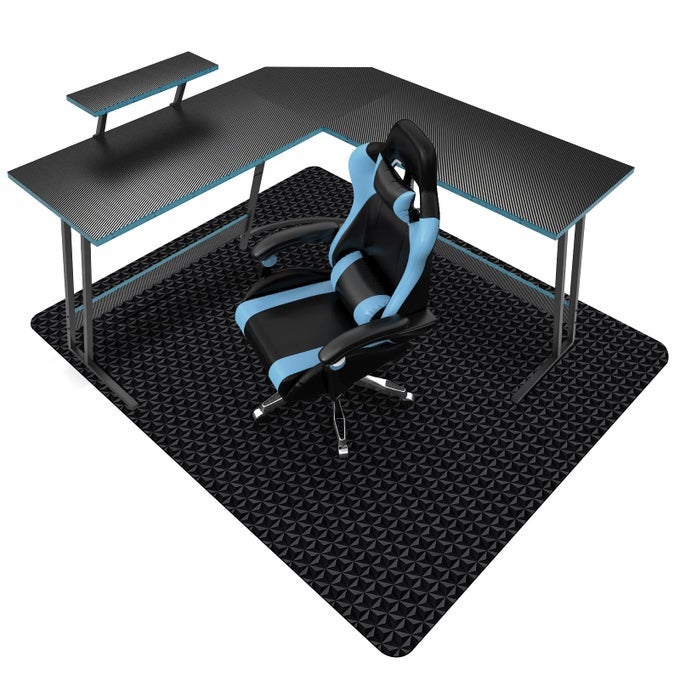 CHAIR MAT FOR HARD FLOOR 63 X 51 OFFICE CHAIR MAT FOR HARDWOOD FLOOR MULTIPURPOSE HARD FLOOR PROTECTOR UNDER DESK MAT FOR HOME OFFICE NONSLIP VINYL FLOOR MAT FOR GAMING CHAIRS BLACK