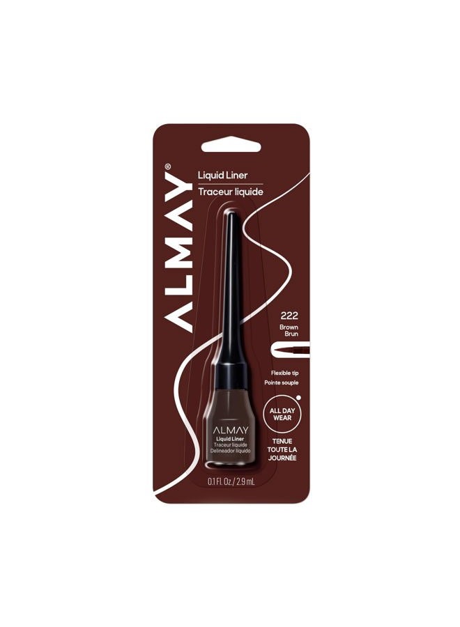 Almay Liquid Eyeliner, Waterproof and Longwearing, Hypoallergenic, Cruelty Free, Fragrance Free, Ophthalmologist Tested, 222 Brown, 0.1 Fl oz(Pack of 1) - Image 1