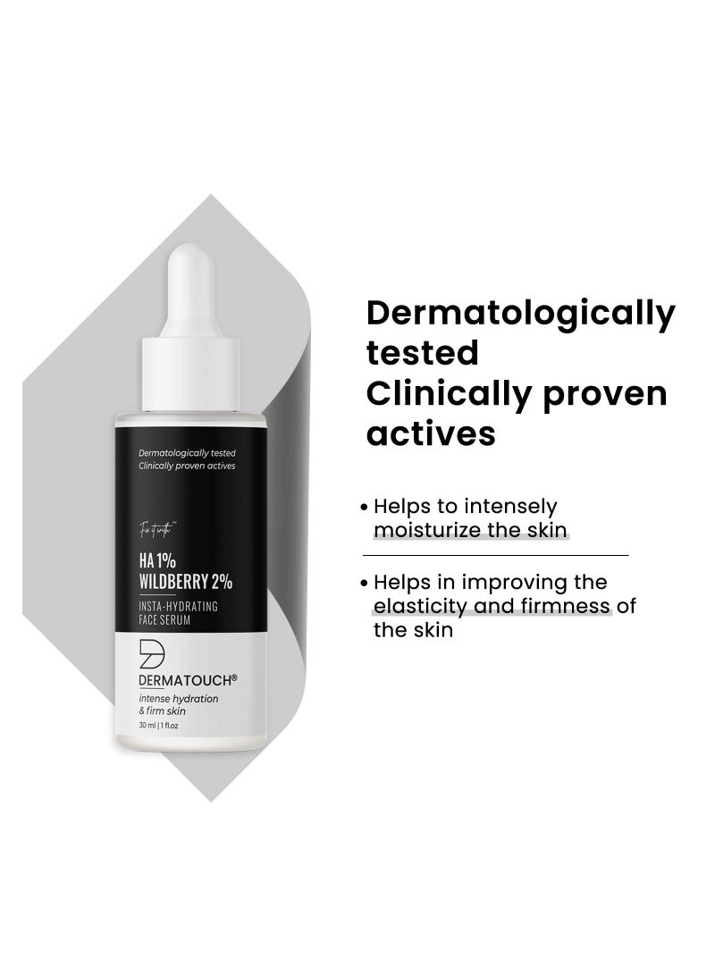 DERMATOUCH 1% Hyaluronic Acid & 2% Wildberry Insta Hydrating Face Serum Helps In Retaining Moisture To Keep Skin Hydrated Improves The Elasticity Of Skin Promotes Radiant & Healthy Skin 30ml  - Image 2
