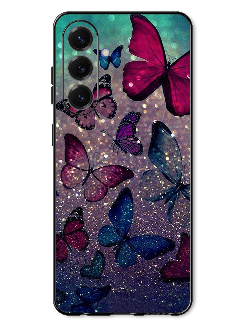 Theodor Case Compatible with Samsung Galaxy A57 Protection Shockproof Bumper Cover Glitters Butterflies - Image 1