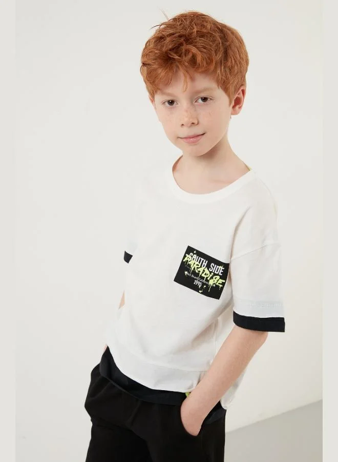 ليلا طقم قطن % مطبوع برقبة دائرية للأولاد من ليلا طقم