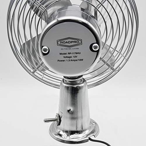 RoadPro RP-1179 Car Fan, Heavy Duty, 12V, Metal, 7.5" - Image 3