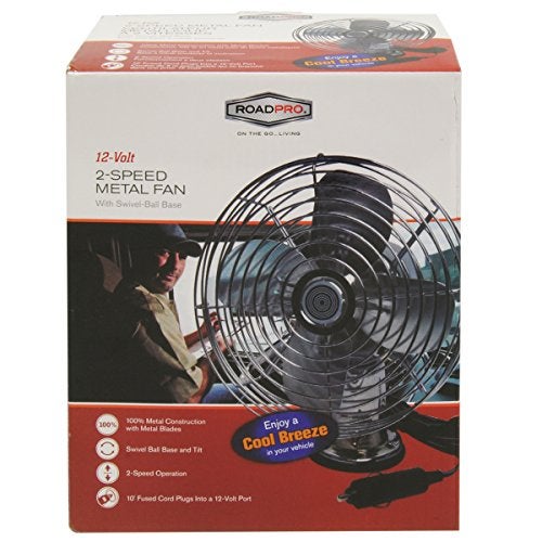 RoadPro RP-1179 Car Fan, Heavy Duty, 12V, Metal, 7.5" - Image 2