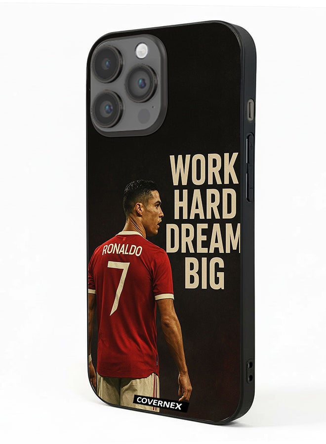 Covernex Apple iPhone 14 Pro Max Protective Case Cover Printed Featuring Work Hard Dream Big CR7 - Image 1