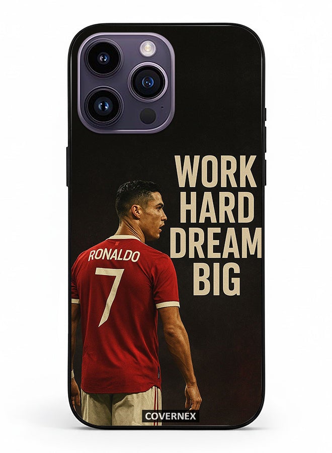 Covernex Apple iPhone 14 Pro Max Protective Case Cover Printed Featuring Work Hard Dream Big CR7 - Image 2