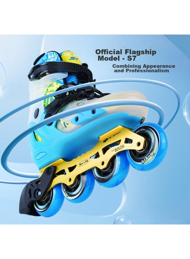 M-cro Roller Skates For Children, Boys And Girls, Beginner's Inline Skates, Hard Shell, Adjustable Figure Skating, S7 Blue Single Shoes, Size M - Image 3
