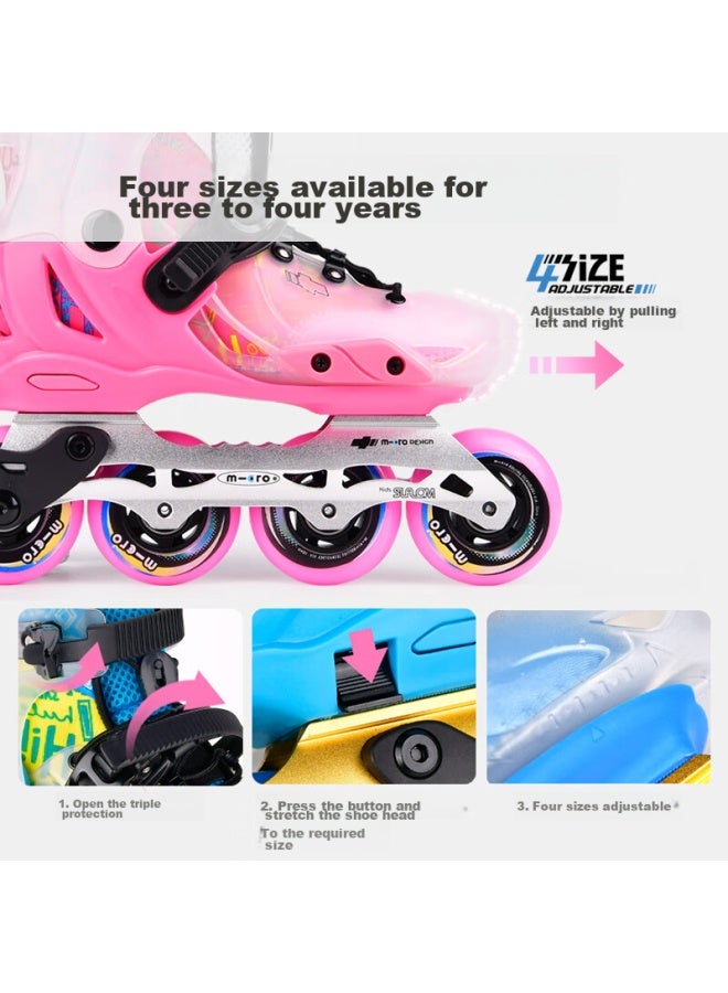 M-cro Roller Skates For Children, Boys And Girls, Beginner's Inline Skates, Hard Shell, Adjustable Figure Skating, S7 Blue Single Shoes, Size M - Image 5