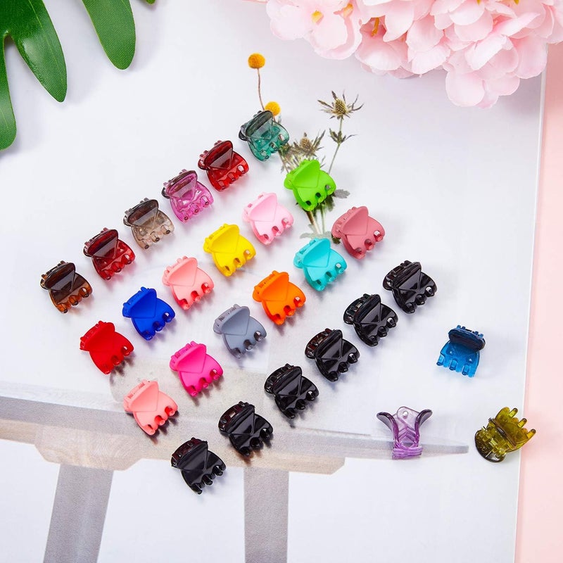 WILLBOND User friendly optimized build 100 Pieces Mini Hair Claw Clip Plastic Small Colorful Hair Clamps Clips Tiny No-slip Jaw Hair Clip with Box Container for Women Girls Styling Hair Accessories, Assorted Colors Varied global sizing picks - Image 4