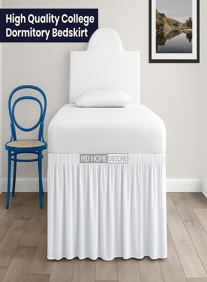 MD Home Decore Ruffled Twin XL Dorm Bed Skirt, 100% Microfiber, White, Extra Long 40-Inch Drop, Tailored for College Dorm Beds, Wrinkle-Resistant, Soft & Durable Dust Ruffle, Twin Extra Long Size Skirt - Image 5