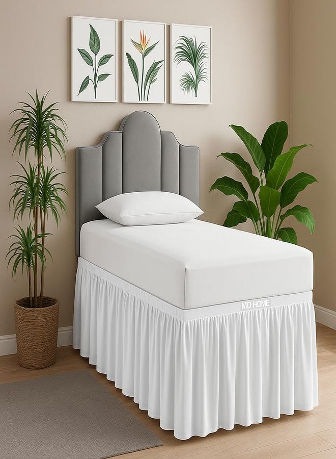 MD Home Decore Ruffled Twin XL Dorm Bed Skirt, 100% Microfiber, White, Extra Long 40-Inch Drop, Tailored for College Dorm Beds, Wrinkle-Resistant, Soft & Durable Dust Ruffle, Twin Extra Long Size Skirt - Image 1